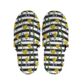 Yellow Daffodil Striped Pattern Print Slippers