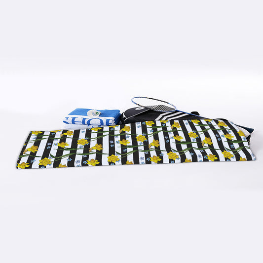 Yellow Daffodil Striped Pattern Print Sports Towel