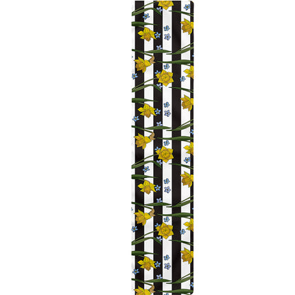 Yellow Daffodil Striped Pattern Print Table Runner