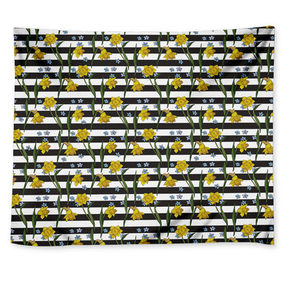 Yellow Daffodil Striped Pattern Print Tapestry
