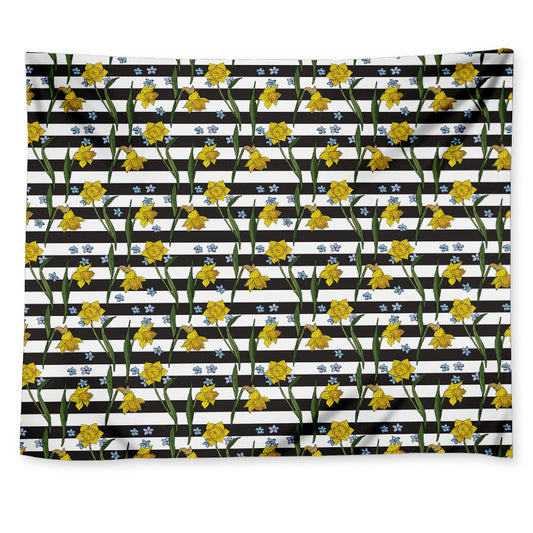Yellow Daffodil Striped Pattern Print Tapestry