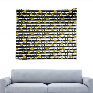 Yellow Daffodil Striped Pattern Print Tapestry
