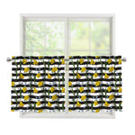Yellow Daffodil Striped Pattern Print Tier Curtains