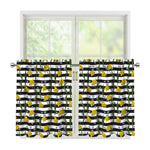 Yellow Daffodil Striped Pattern Print Tier Curtains
