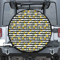 Yellow Daffodil Striped Pattern Print Tire Cover