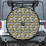 Yellow Daffodil Striped Pattern Print Tire Cover With Camera Hole