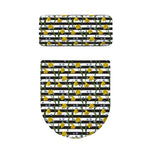 Yellow Daffodil Striped Pattern Print Toilet Lid And Tank Cover Set