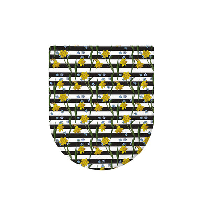 Yellow Daffodil Striped Pattern Print Toilet Lid Cover