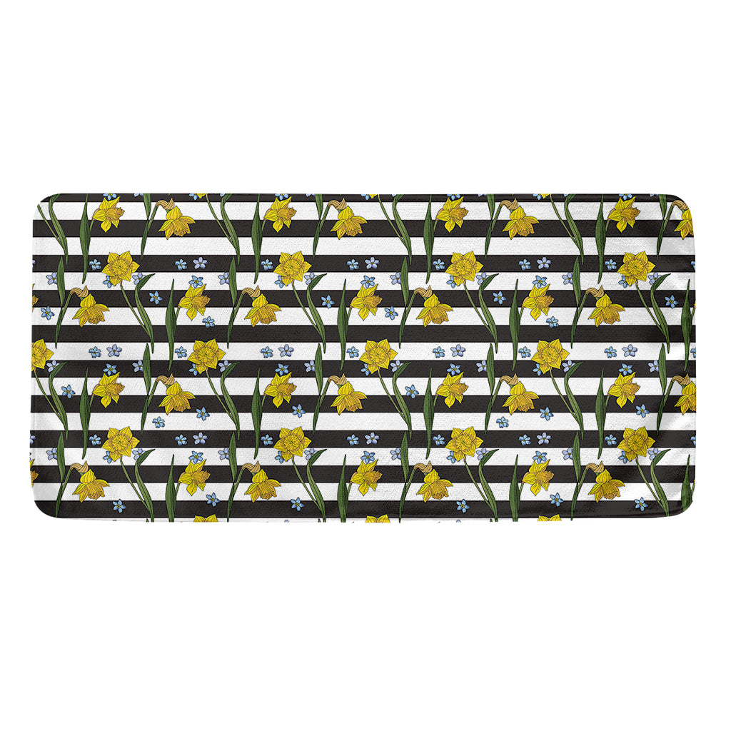 Yellow Daffodil Striped Pattern Print Towel