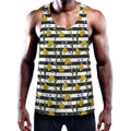 Yellow Daffodil Striped Pattern Print Men's Workout Tank Top