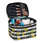 Yellow Daffodil Striped Pattern Print Travel Makeup Bag