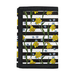 Yellow Daffodil Striped Pattern Print Trifold Wallet
