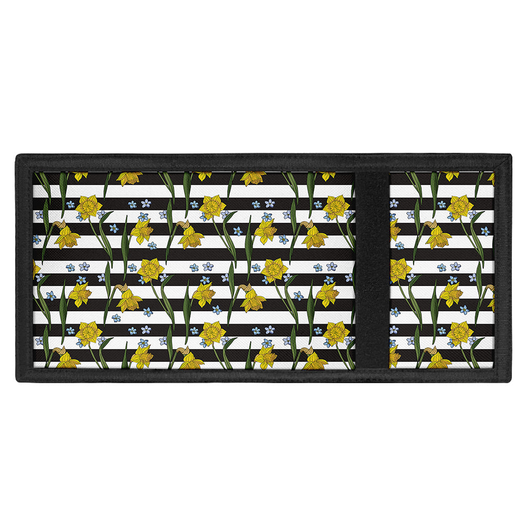 Yellow Daffodil Striped Pattern Print Trifold Wallet