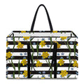 Yellow Daffodil Striped Pattern Print Utility Tote Bag