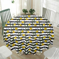 Yellow Daffodil Striped Pattern Print Waterproof Round Tablecloth