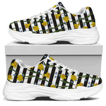 Yellow Daffodil Striped Pattern Print White Chunky Shoes