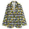 Yellow Daffodil Striped Pattern Print Women's Blazer