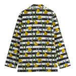 Yellow Daffodil Striped Pattern Print Women's Blazer