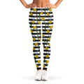 Yellow Daffodil Striped Pattern Print Women's Leggings