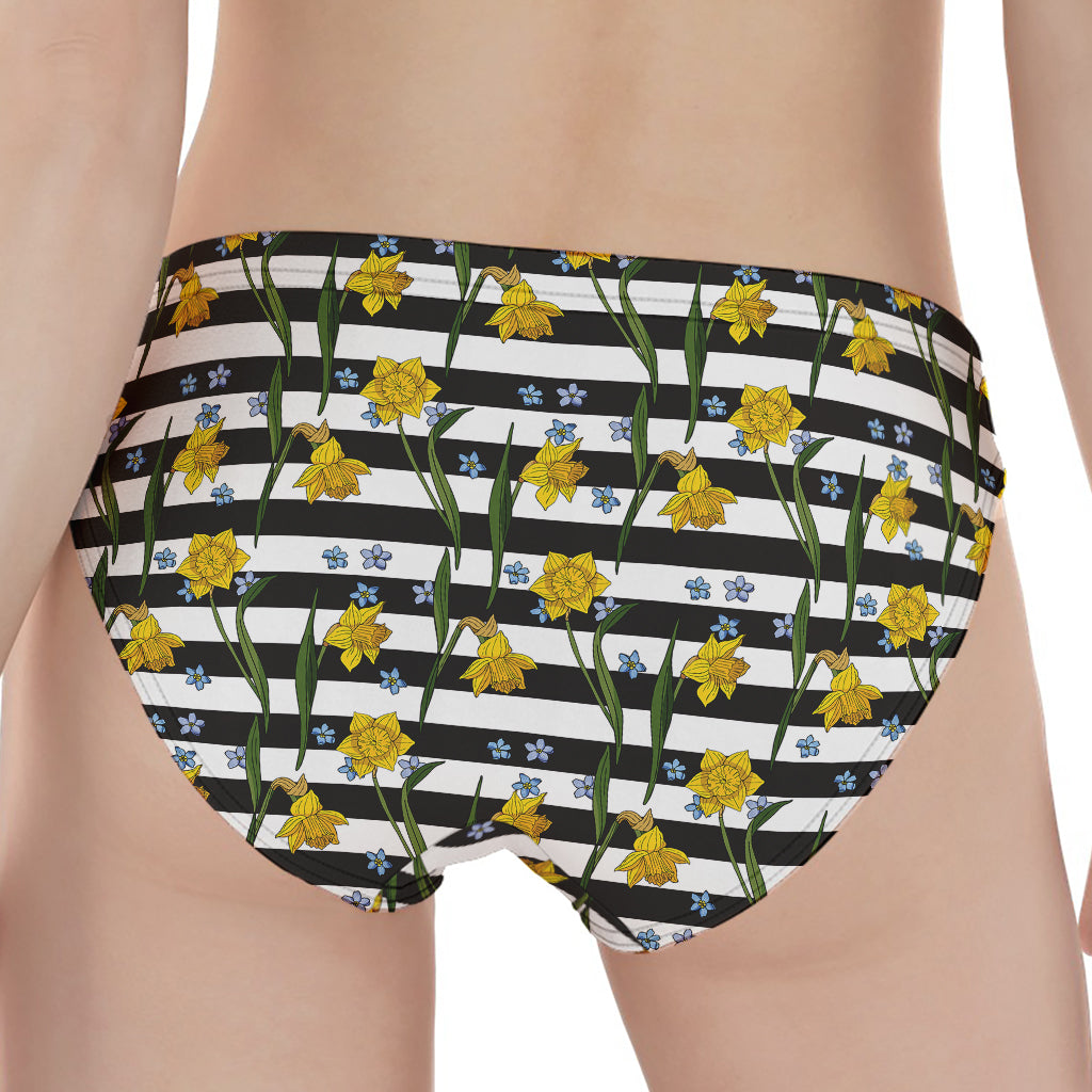 Yellow Daffodil Striped Pattern Print Women's Panties