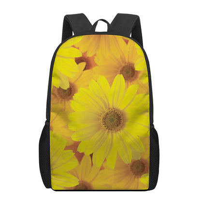 Yellow Daisy Flower Print 17 Inch Backpack