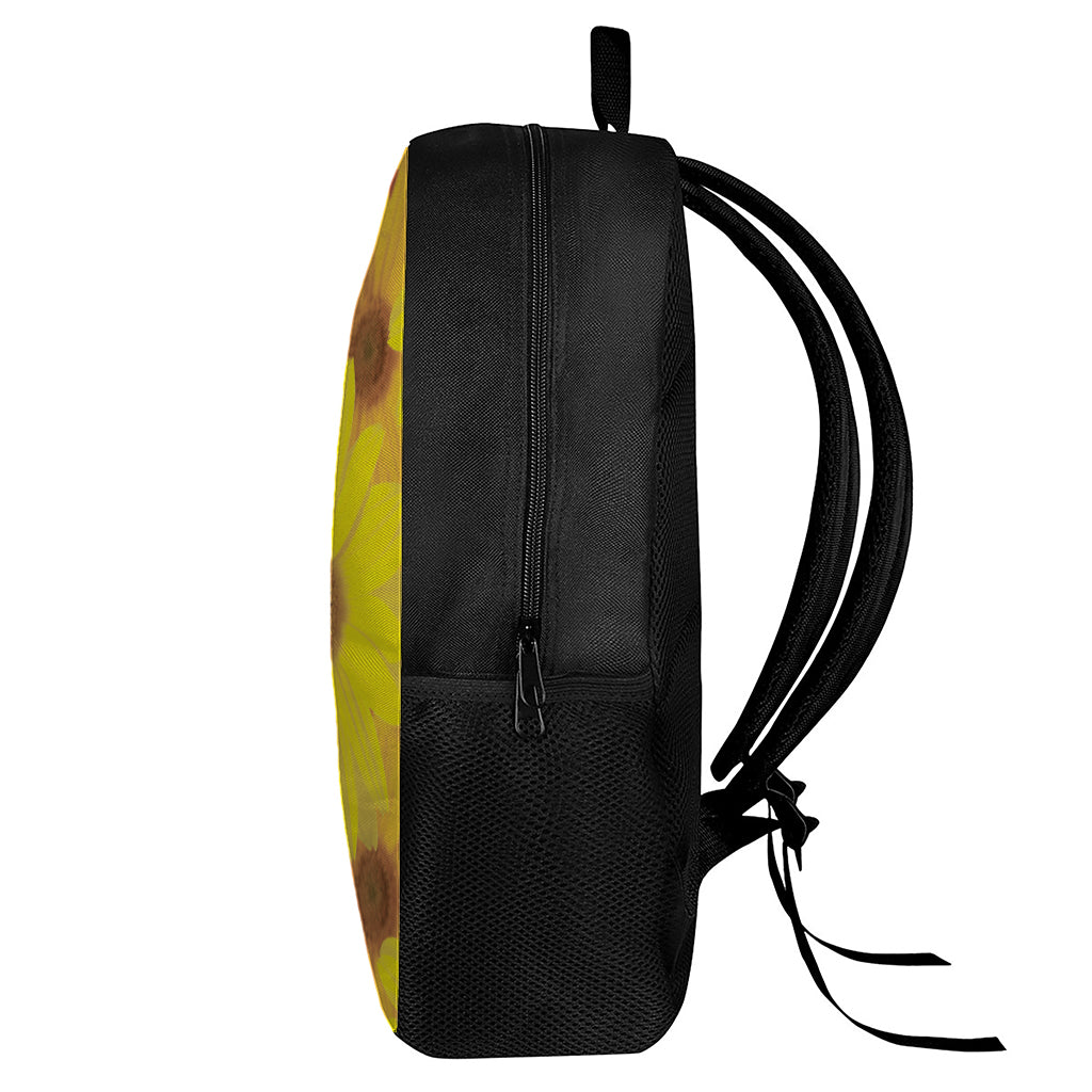 Yellow Daisy Flower Print 17 Inch Backpack