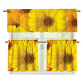 Yellow Daisy Flower Print 3 Piece Kitchen Curtains
