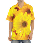 Yellow Daisy Flower Print Aloha Shirt
