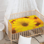 Yellow Daisy Flower Print Baby Crib Sheet