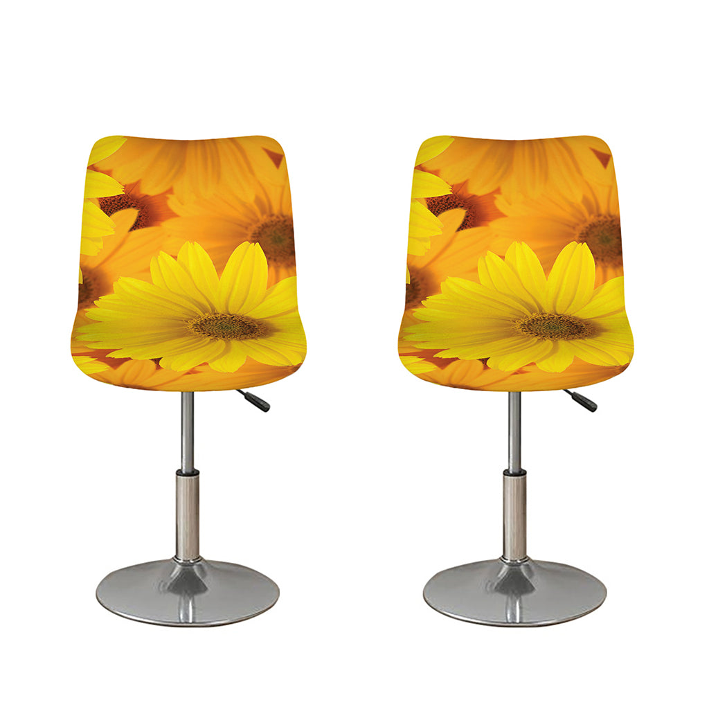 Yellow Daisy Flower Print Bar Stool Covers