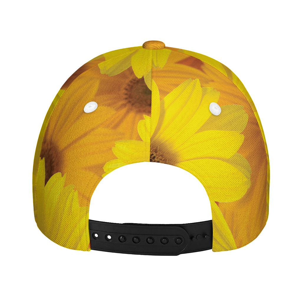 Yellow Daisy Flower Print Baseball Cap