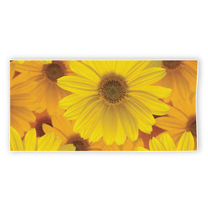 Yellow Daisy Flower Print Beach Towel