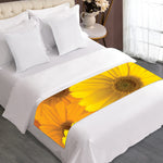 Yellow Daisy Flower Print Bed Runner