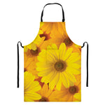 Yellow Daisy Flower Print Bib Apron With Pocket
