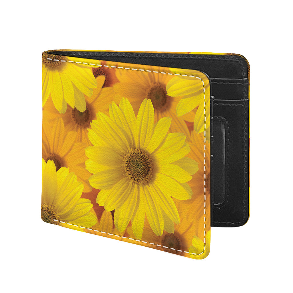 Yellow Daisy Flower Print Bifold Wallet