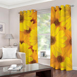 Yellow Daisy Flower Print Blackout Grommet Curtains