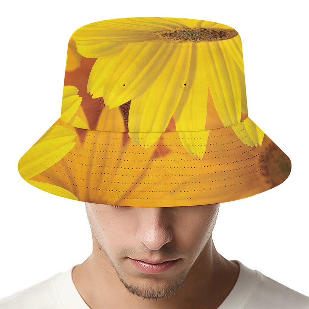 Yellow Daisy Flower Print Bucket Hat