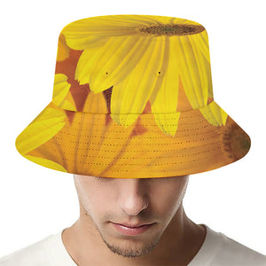 Yellow Daisy Flower Print Bucket Hat