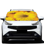 Yellow Daisy Flower Print Car Windshield Snow Cover