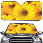 Yellow Daisy Flower Print Car Windshield Sun Shade