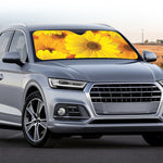 Yellow Daisy Flower Print Car Windshield Sun Shade