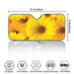 Yellow Daisy Flower Print Car Windshield Sun Shade