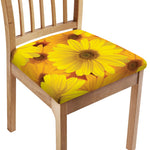 Yellow Daisy Flower Print Chair Cushion Cover
