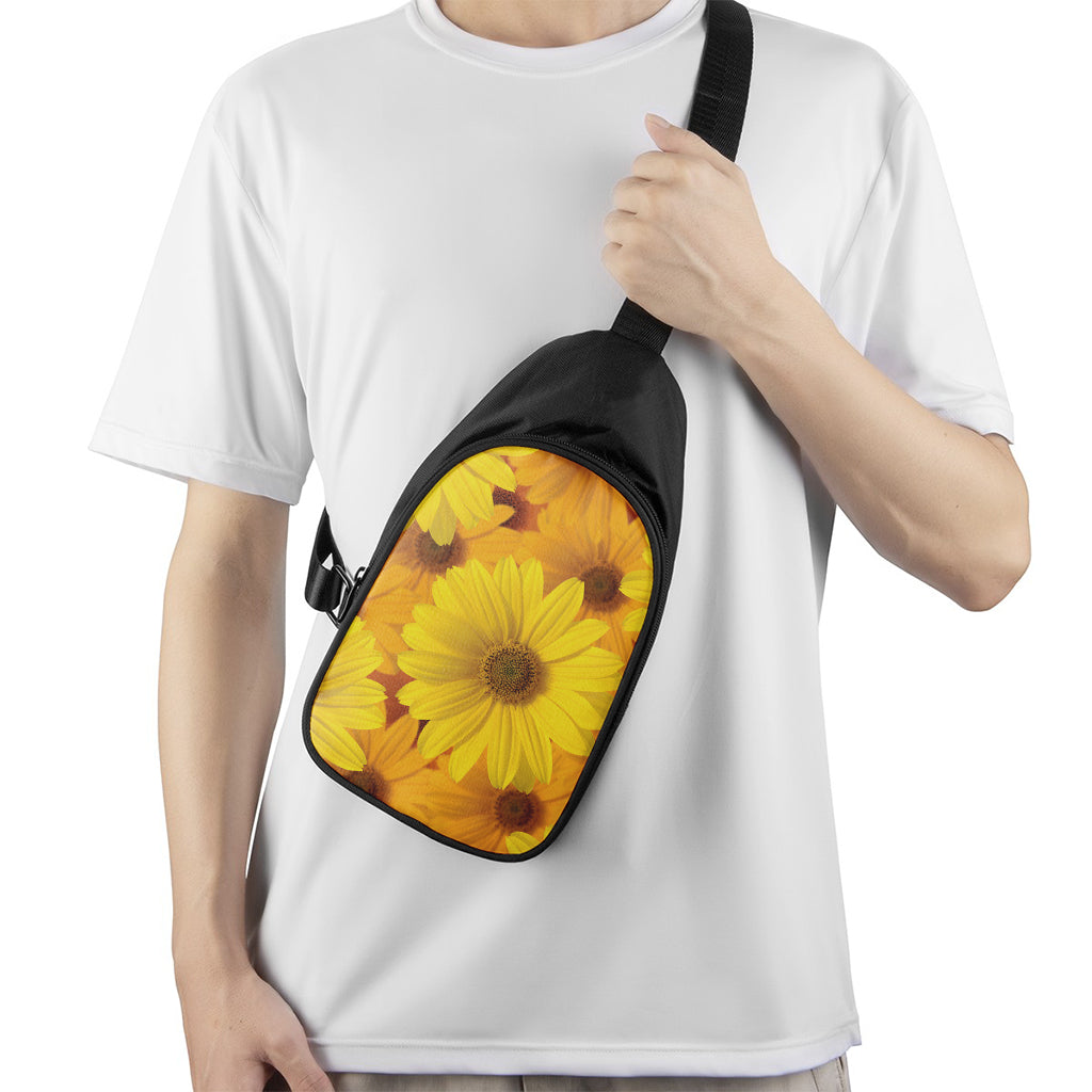 Yellow Daisy Flower Print Chest Bag