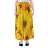 Yellow Daisy Flower Print Chiffon Maxi Skirt