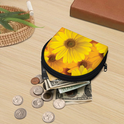 Yellow Daisy Flower Print Coin Purse