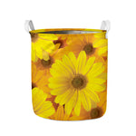 Yellow Daisy Flower Print Collapsible Laundry Basket