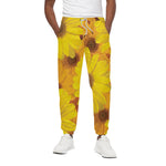 Yellow Daisy Flower Print Cotton Pants