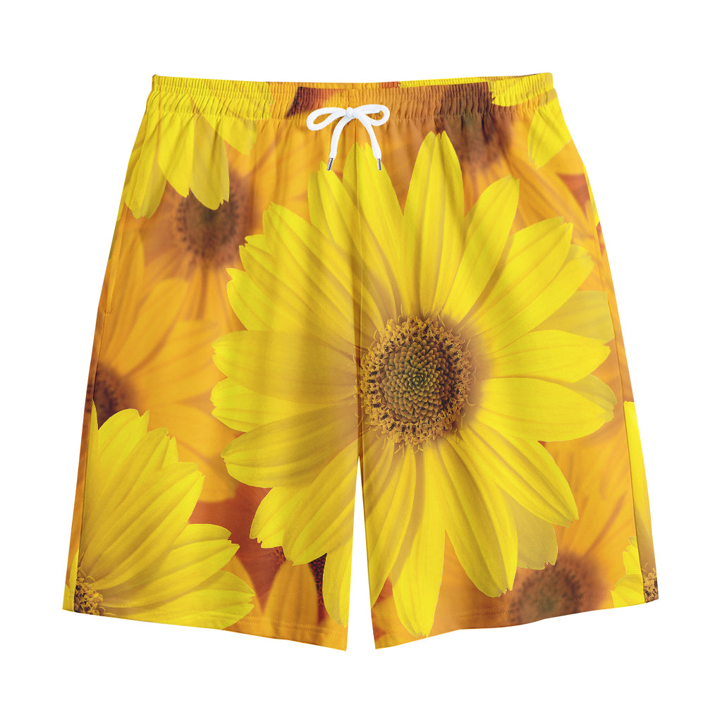 Yellow Daisy Flower Print Cotton Shorts