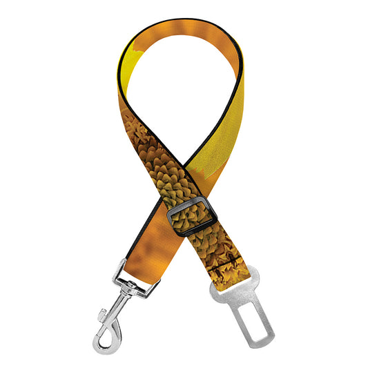 Yellow Daisy Flower Print Dog Seat Belt